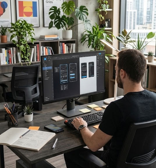homme qui travaille sur l'ux design d'une application